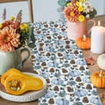 thumbnail image 4 of ERUNPONLY Fall Blue Pumpkins Table Runner - 108 Inch Long Thanksgiving Maple Mushrooms Pine Cone Cotton Linen Blended Dress Scarves Farmhouse Table Runner for Kitchen Dining, Coffee Table, 13" x 108", 4 of 8