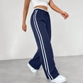thumbnail image 5 of LEKWK Womens Wide Leg Track Pants High Waisted Side Stripe Sweatpants Drawstring Elastic Bottom Breathable Soft Athletic Lounge Casual Gym Workout Outfits, 5 of 7
