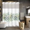 thumbnail image 5 of Watercolor Spring No Hooks Shower Curtain with Snap-in Liner Eucalyptus Leaves Shower Curtains for Bathroom, Waterproof, Easy Install, Washable 48"x72", 5 of 9