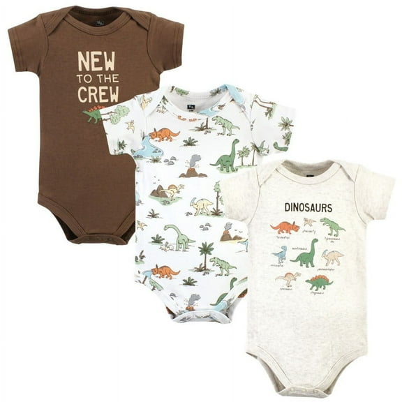 Hudson Baby Cotton Bodysuits, Dinosaur Adventures 3-Pack, Preemie