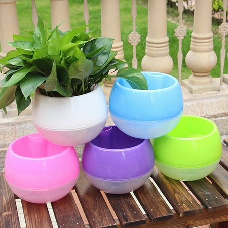 Plastic Automatic Water-Absorbing Flowerpot Elegant Plant Pot Gift Decoration Color:random colour