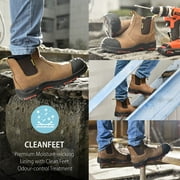 SAFETOE Heavy Duty Mens Work Boots Composite Toe Cap Chelsea Safety Boots Slip On Waterproof Leather Lightweight Working Shoes ASTM F2413