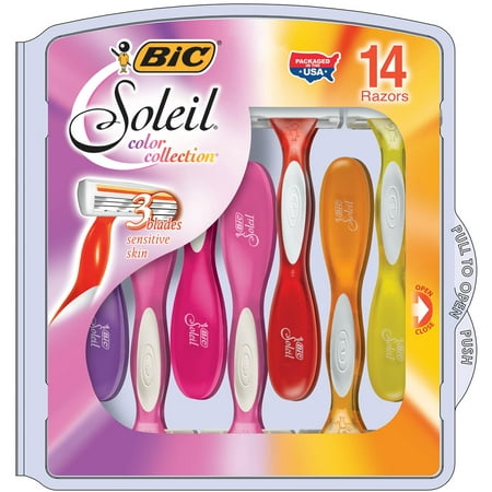 BIC Soleil Smooth Colors Women's Disposable Razors, 3 Blades, 14 Count