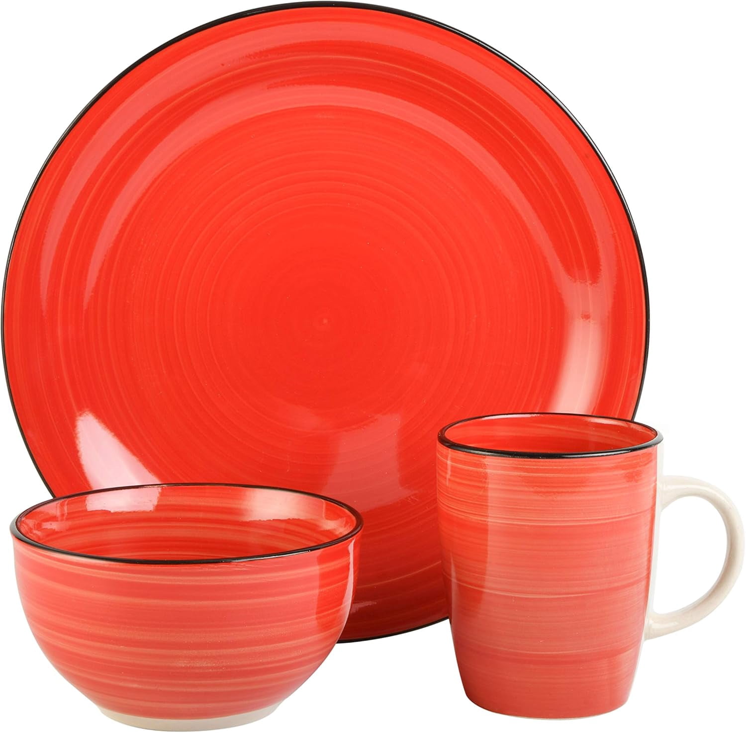 Gibson Home Color Vibes 12-Piece Hand-Painted Stoneware Dinnerware Set – Vibrant and Unique Tableware for Everyday Dining or Entertaining Guests