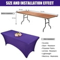 thumbnail image 2 of Pesonlook 3 Pcs 6 Ft Stretch Spandex Tablecloth, Purple Fitted Elastic Stretch Table Cover, Anti-Wrinkle Tight Rectangular Tablecloth, Patio Cocktail Table Cloth for Wedding, Banquet, Exhibitions, 2 of 6