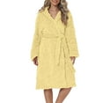 thumbnail image 4 of Aloohaidyvio Womens Long Hooded Plush Robe Soft Thick Warm Fleece Bathrobe Full Length House Coat, 4 of 7
