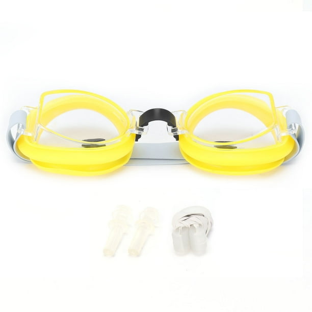 Gafas de natación con tapones para los oídos y clip para la nariz, gafas de natación ajustables para niños, color amarillo