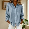 thumbnail image 4 of DAFPZW Striped Button Down Shirts for Women Cotton Dress Shirt Long Sleeve Collared Blouse Tops Business Office Attire, 4 of 5