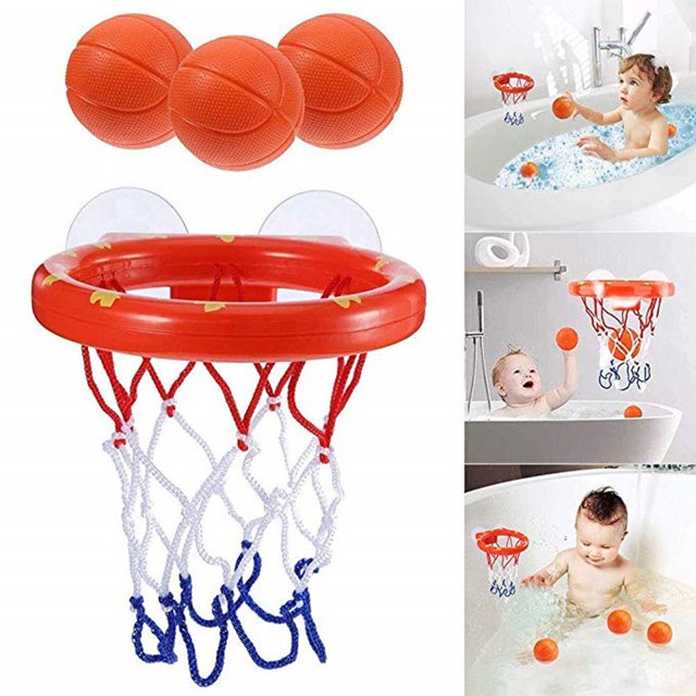 Juego de aro de baloncesto para niños, mini aro de baloncesto con 3 pelotas, juguete para piscina de verano, juguete para el baño, con ventosa