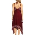 thumbnail image 3 of Sakkas Arminat Batik Print Adjustable Strap Embroidered Handkerchief Hem Dress - Burgundy / White - S/M, 3 of 5