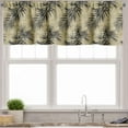 thumbnail image 6 of Palm Valance & Tier Curtain 3 pcs Set, Abstract Exotic Tropical Leaves with Pin-Scratched Paint Background Print, Window Treatments for Kitchen Room Decor, 55" x 36", Sepia and Charcoal Grey, 6 of 6
