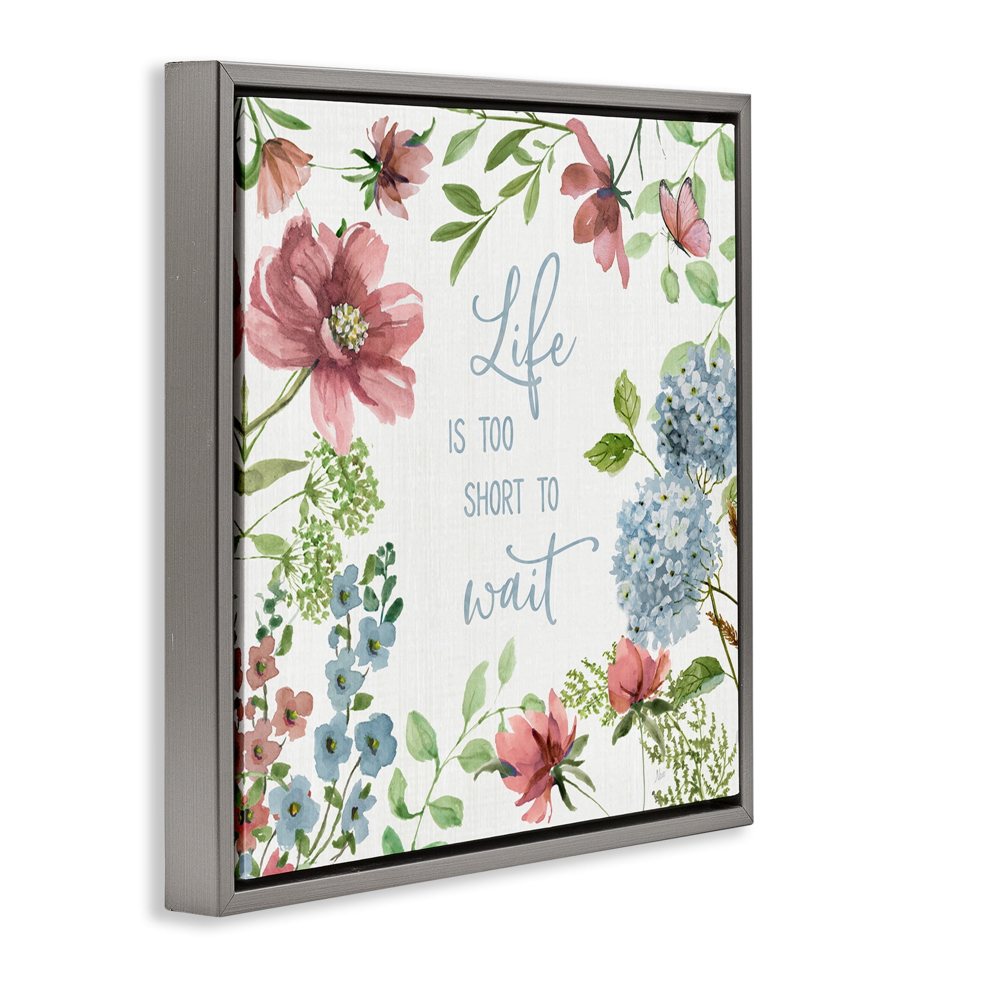 Stupell Industries Too Short To Wait Gray Framed Floater Canvas Wall Art, design by Nan