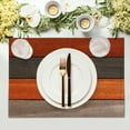 thumbnail image 3 of Rustic Wood Placemats Set of 4, Brown Orange Planks Grungy Farm House Stain Resistant Waterproof Non-Slip Washable Table Mats for Kitchen Dining Table Decoration, 3 of 8