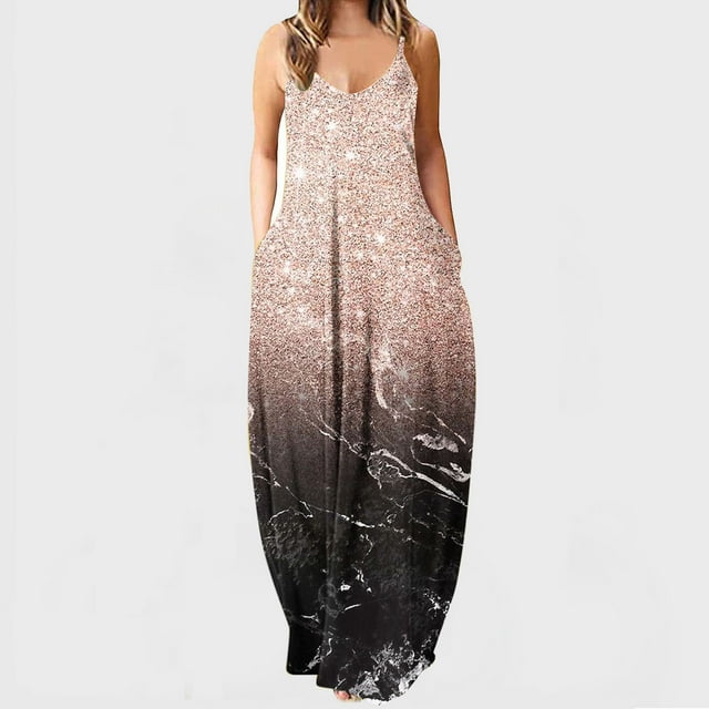 Fankiway Robe de Soirée Vintage Sexy Sans Manches à Col en V pour Femmes, Robes de Plage Grande Taille
