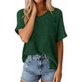 thumbnail image 3 of PRETTYGARDEN Women's Spring Short Sleeve Sweaters Lightweight V Neck Casual Going Out Summer Tops Beach Vacation Clothes, 3 of 10