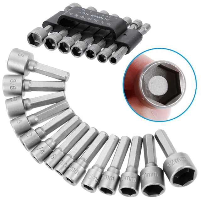 GOOHOCHY Impact Nut Driver Set 14pcs Socket Adapter For Drill 3/16 Inch To 12mm Socket Nut Driver Bit Set