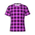 thumbnail image 3 of Naloa Purple Black Buffalo Plaid Men's T-Shirt Sport T-shirt Men's Basic Tee Casual Men's Shirt, Round Neck, Short Sleeves - Medium, 3 of 5