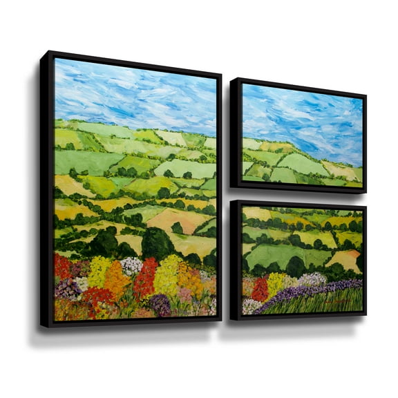 Artwall Summer Sunshine, 3 Piece Floater Framed Canvas Flag Set by Allan Friedlander