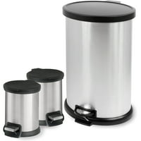 Mainstays 3-Piece Stainless Steel Waste Can Set