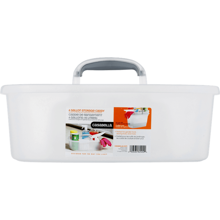 Casabella Plastic Multipurpose Cleaning Storage Caddy with Handle, 1.85  Gallon, Gray and Orange Caddy Gray and Orange