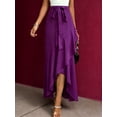 thumbnail image 2 of Womens Skirts Spring Summer Tie Waist Ruffle Skirt Silk Elegant High Waist Cocktail Party Wedding Flowy High-Low Hem Formal Skirt, 2 of 4