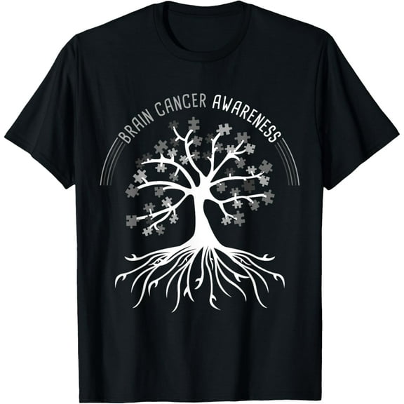 Brain Tumor Brain Cancer Grey Ribbon Brain Cancer Awareness T-Shirt mens t shirt,black,women,funny,misfits,men,journey