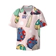 thumbnail image 4 of Uemuo Mushroom Pattern Cotton Linen Short Sleeve Shirts,Casual Lightweight Button Down Shirts,Vacation Beach Summer Tops-Small, 4 of 7