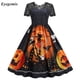 thumbnail image 2 of Nuevo vestido de Halloween 2022 para mujer, vestido de fiesta con estampado de calavera de calabaza y encaje de manga corta con retazos, Pesadilla antes de Navidad, 2 of 5