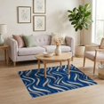 thumbnail image 3 of ODIKA Abstract Brushstroke Interlocking Wave Motif Accessories Navy Long Refined Stain Resistant Low Profile for Dorm Room, Small Living Apartment, 3 of 7