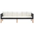 thumbnail image 3 of vidaXL 3-Seater Garden Sofa with Cushions Poly Rattan Black, 3 of 5
