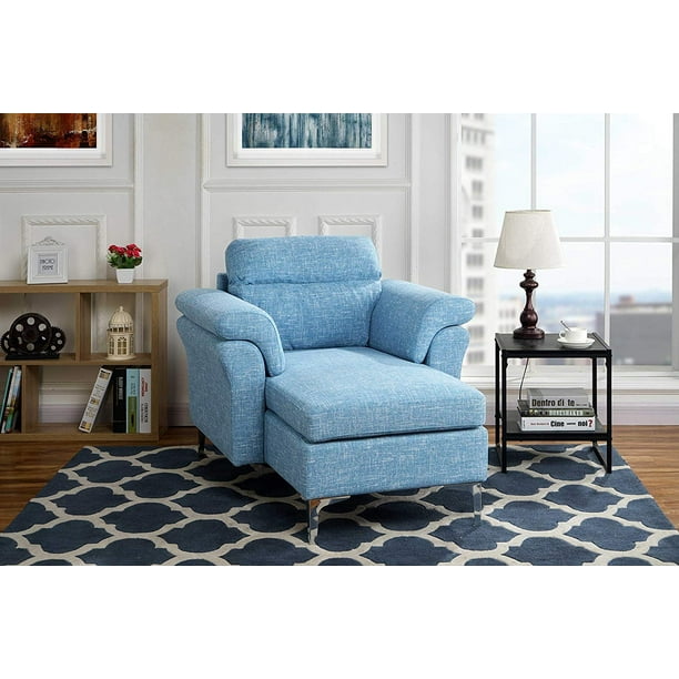 Modern Living Room Linen Fabric Chaise Lounge with Arm Rests (Light