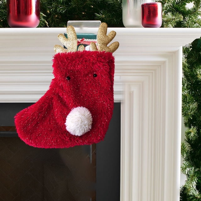 Bolsas de Regalo con Forma de Calcetines Navideños, Guantes y Otros Artículos | Material: Poliéster Rojo | 27 X 17 X 3 Cm | Juego de 1 Colgante