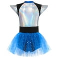 thumbnail image 2 of Doomiva Kids Girls Alien Halloween Dress-up Cap Sleeve Metallic Tutu Dresses Leotard Outer Space Man Robot Dancewear Blue 14, 2 of 5