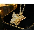 thumbnail image 3 of Double-Layer Butterfly 1Ct Round Cut Simulated Diamond 14K Yellow Gold Plated Women's Wedding Pendant 925 Silver, 3 of 5