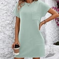 thumbnail image 5 of Busydd Womens Dresses Short Sleeve Round Neck Midi Dress Casual Loose Striped Sun Dress Summer Comfy Swing Mini Dress Basic T-Shirt Dresses with Pocket,Cotton Linen Dress for Women 2024, 5 of 7