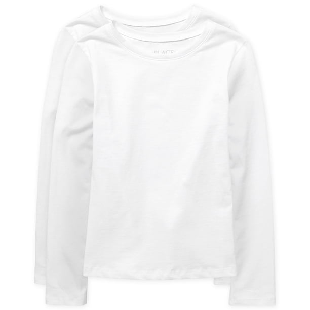 Camiseta The Children's Place de manga larga básica, paquete de 2, blanca