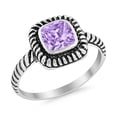 thumbnail image 2 of Princess Cut Oxidized Design Lavender CZ Ring 925 Sterling Silver Size 12, 2 of 6