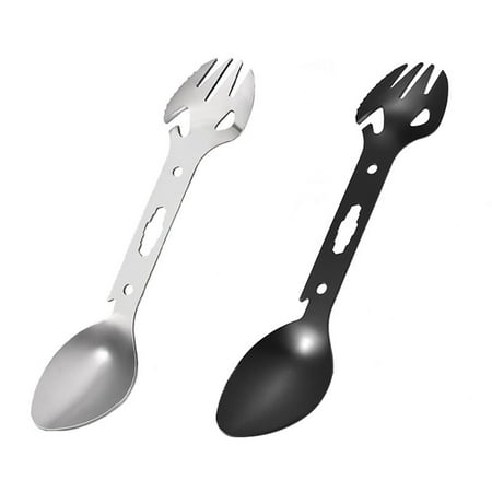 

2Pcs Multifunction Camping Sporks Stainless Steel Sporks Practical Combo Utensil