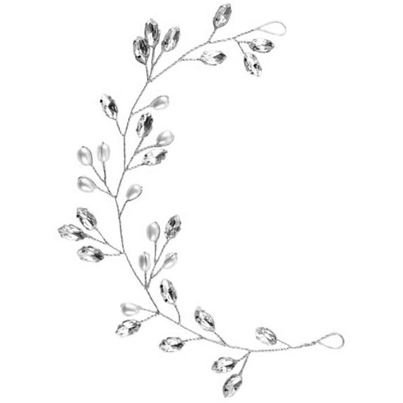 LOLIPPYY Elegant Silver Hair Vine with Pearls and Rhinestones for Bridal Hairstyles