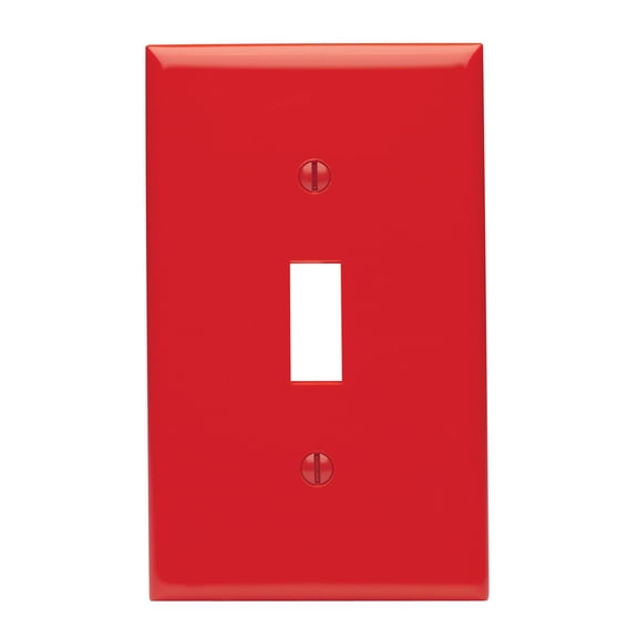 Leviton 80701-RE Red Nylon Single Gang 'Emergency' Toggle Light Switch Wall Plate
