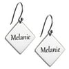 Personalized Women's Sterling Silver or Gold over Silver Square Dangle Earrings