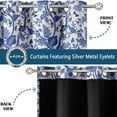 thumbnail image 3 of Vargottam Botanical Floral Design Blackout Curtains - Set of 2 Panels, 52 x 72 Inches Each - Light Blocking & Thermal Insulated Drapes with Grommet Top for Bedroom & Living Room - Blue, 3 of 9
