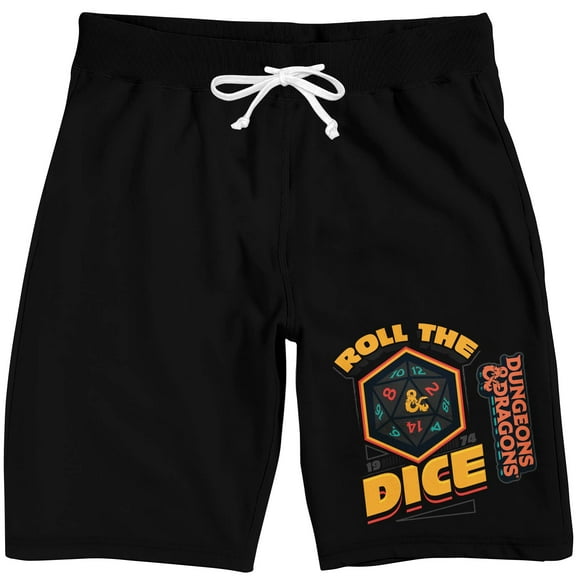 Dungeons & Dragons Roll the Rice Men's Black Graphic Sleep Shorts-3XL