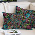 thumbnail image 2 of Abstract Flower Throw Pillow Covers, Vintage Botanical Geometric Floral Soft Breathable Pillow Cases with Invisible Zipper for Sleeping, King Size Pillowcases for Couch Bed Sofa Chair 20x36 Inches, 2 of 9