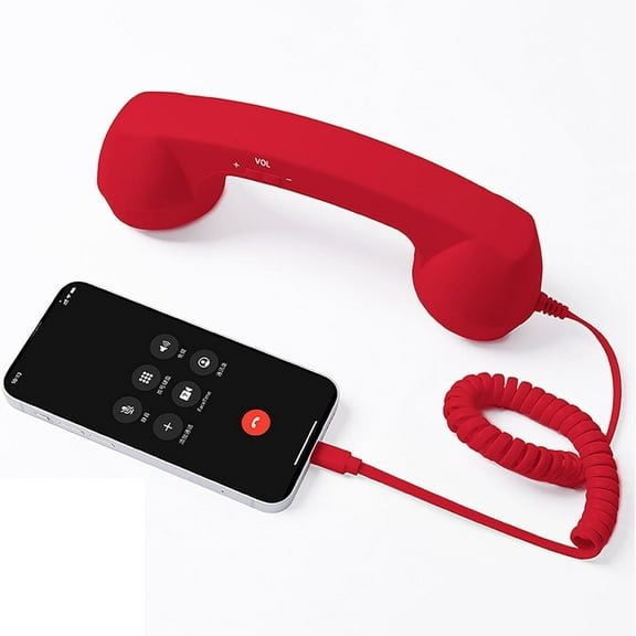 Retro Phone Handset for iPhone & Android, Classic Vintage Telephone Receiver for Cell Mobile Phones, Vintage Old School Telephone Handset for Mobile Phones, 90s Style Prop for Photos（w）