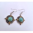thumbnail image 5 of Round Turquoise Silver Dangle Earrings RTSDE2, 5 of 9