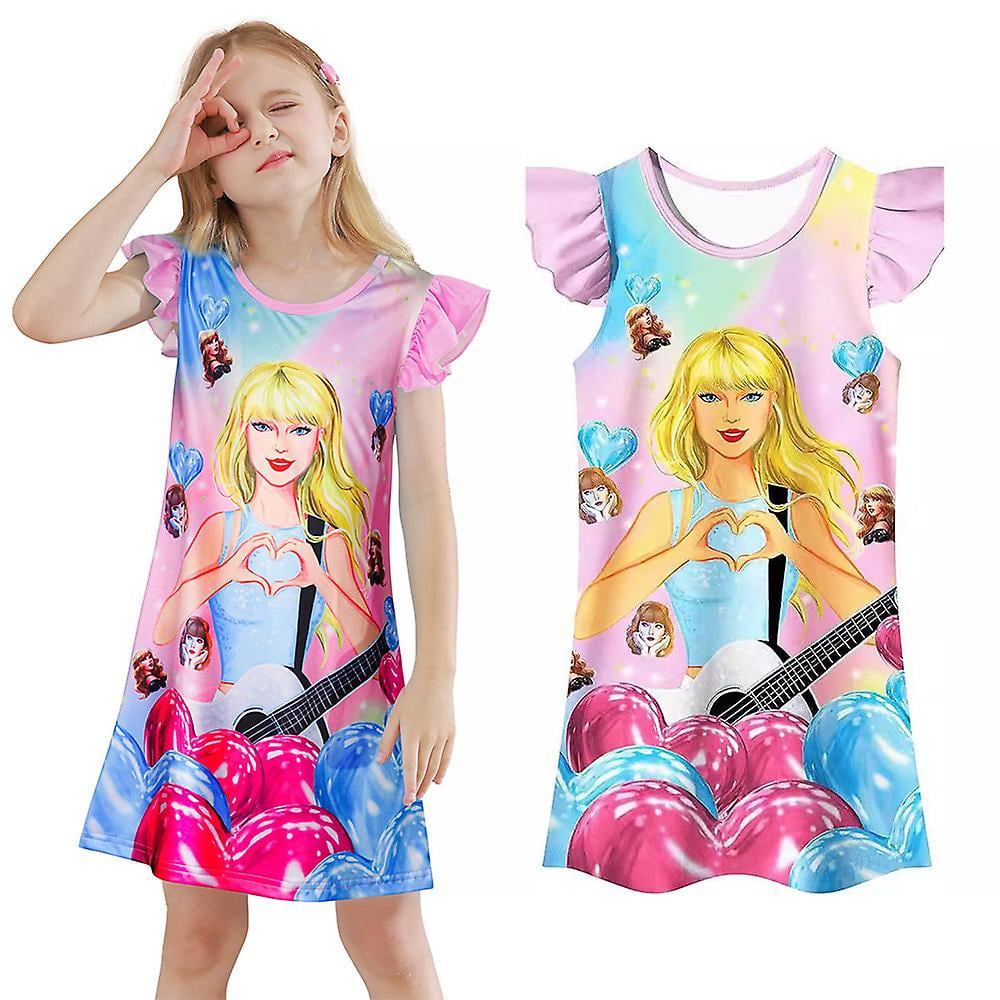 Wevalley Kids Girls Taylor Swift Printed Cartoon Character Nightdress Musical Concert Pajamas Dress Sleepwear Nightwear Other
