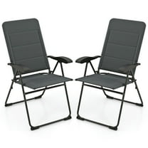 Kepooman Folding Chairs Patio Chairs Lawn Chair,2 Pieces Outdoor Folding Patio Chairs with Adjustable Backrests for Bistro and Backyard-Gray