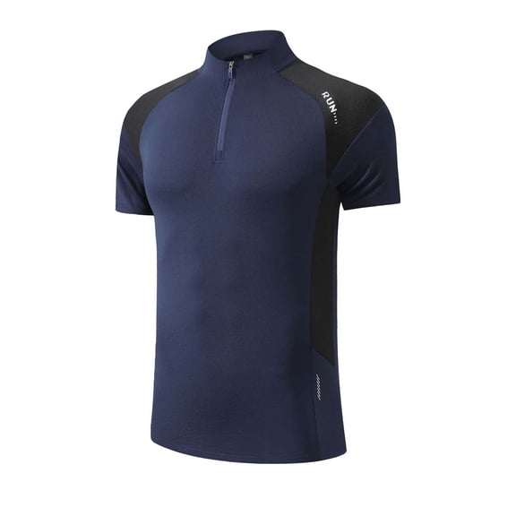 Rvwovn Men's Cycling Jersey Short Sleeve Tops Quarter Zip Moisture Wicking Running Athletic Tees