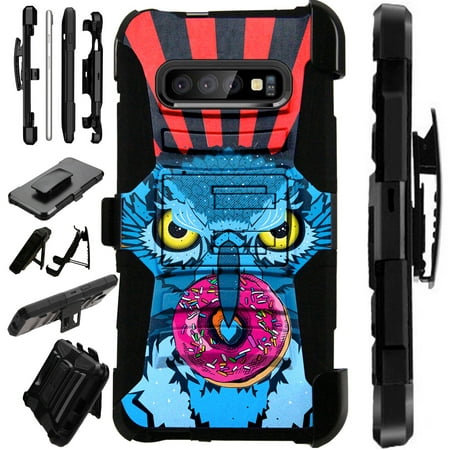 Compatible Samsung Galaxy S10 Plus S 10 Plus (2019) Case Armor Hybrid Phone Cover LuxGuard Holster (Donut Blue (Best Phone Os 2019)